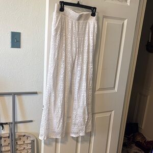 White Lace Wide-Leg Palazzo Pants